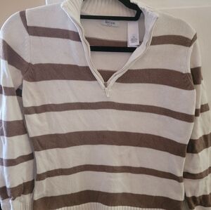 liz & co. Women's Striped Sweater - Brown and White